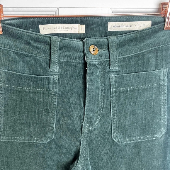 Green pilcro and letterpress high rise slim corduroy sz 26 excellent condition​ - Picture 2 of 6